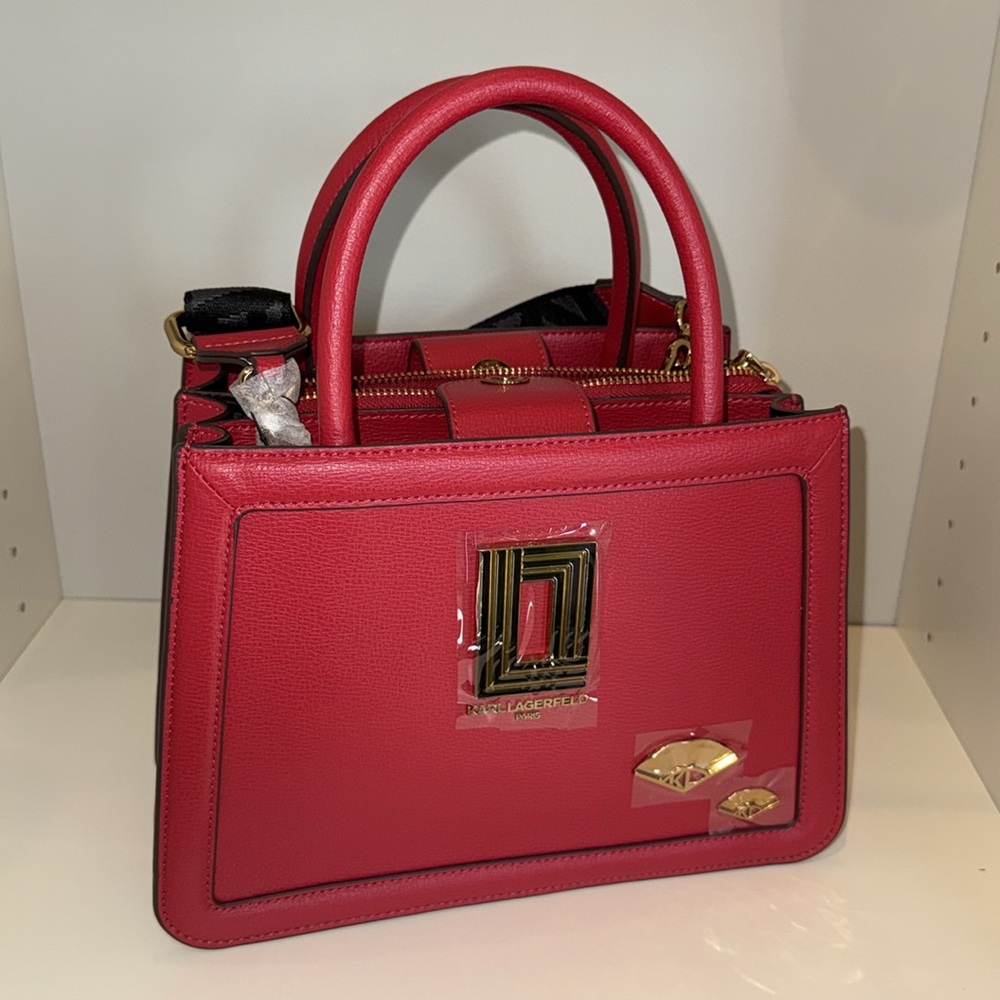 Karl Lagerfeld Paris Leather Satchel - Picture 10 of 13
